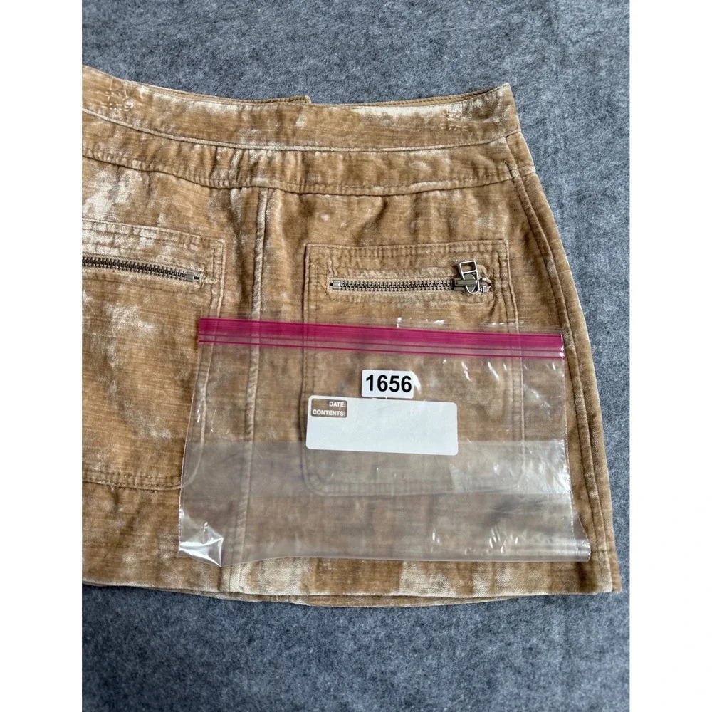 Free People Dust to Dust Crushed Velvet  Sz 4 Mini Skirt Camel Gold